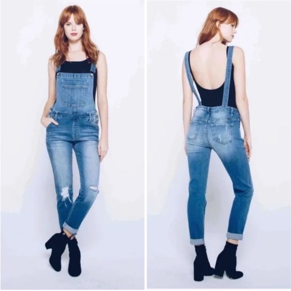 KanCan Estilo jean overalls open back 1X denim bib overalls - Picture 4 of 16